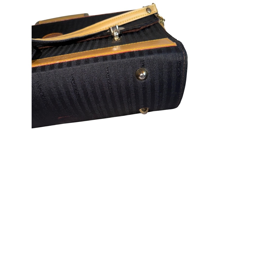 Rare!‎ Flawed! Vtg Fendi sas Roma Striped Pequin Briefcase Satchel Bag Canvas - Picture 4 of 15